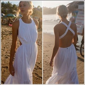 Billabong White Cross-Back Maxi Dress
